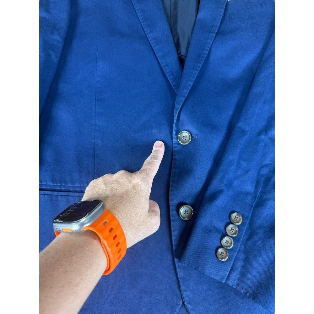 J Crew Ludlow Blazer Mens 40R Blue Italian Cotton Sport Coat LARUSMANI‎ Fabric